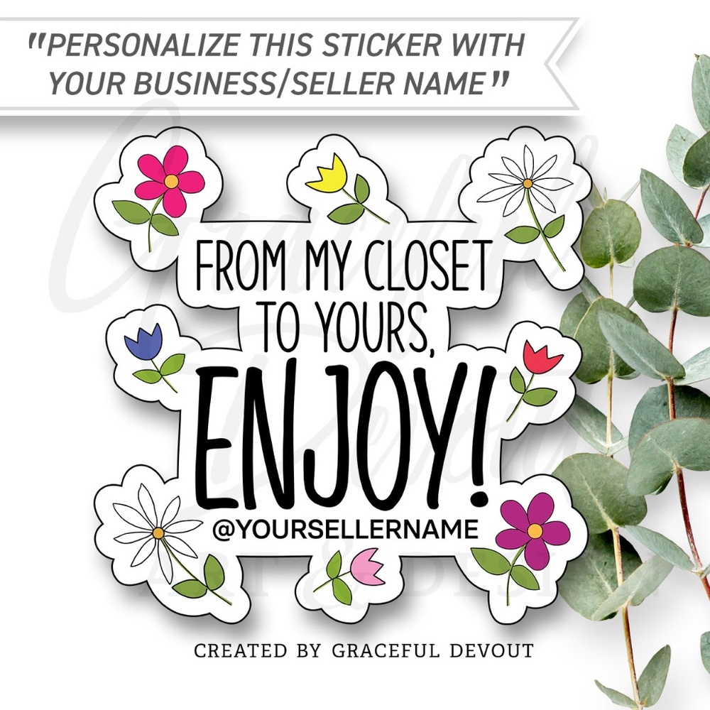 🌷From my closet to yours, ENJOY! - Sticker 2" (inches)(96ct.) Stickers